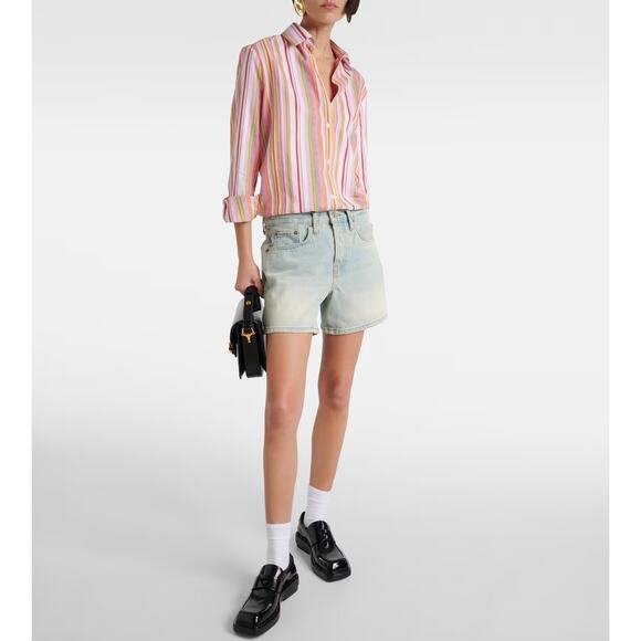 RE/DONE Mid Rise Boy Short Denim Cutoff Shorts Ranch Water Faded Wash Sz 26 EUC - Picture 2 of 16